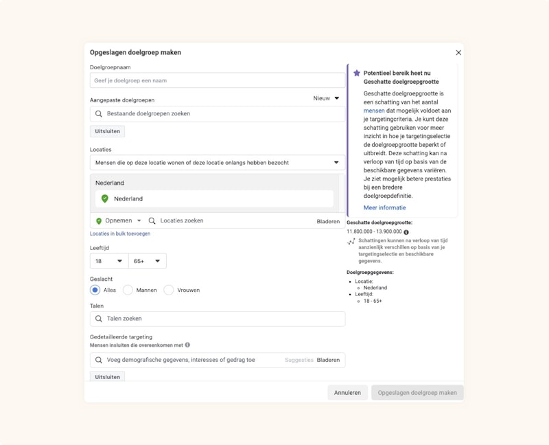 Facebook core audience Facebook core audience