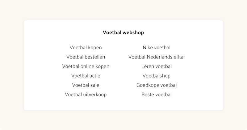 Interessante zoekwoorden voor voetbal webshop Interessante zoekwoorden voor voetbal webshop