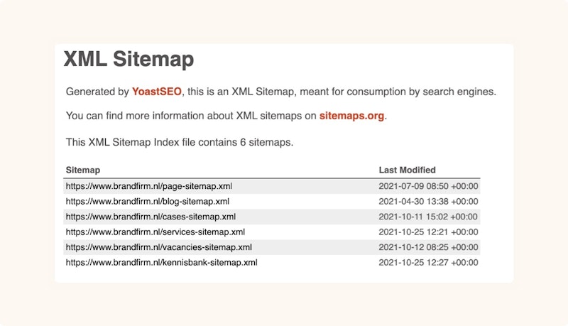 XML sitemap voorbeeld